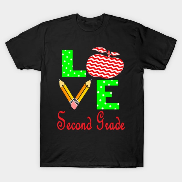 "LOVE Second Grade" Teachers Teaching T-Shirt by curlygirztees1